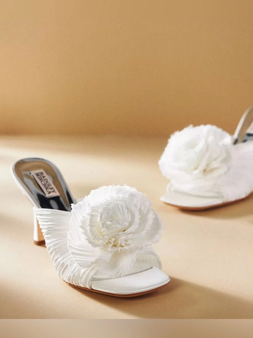 NWT Badgley Mischka Blythe Rosette Satin Slides, 7